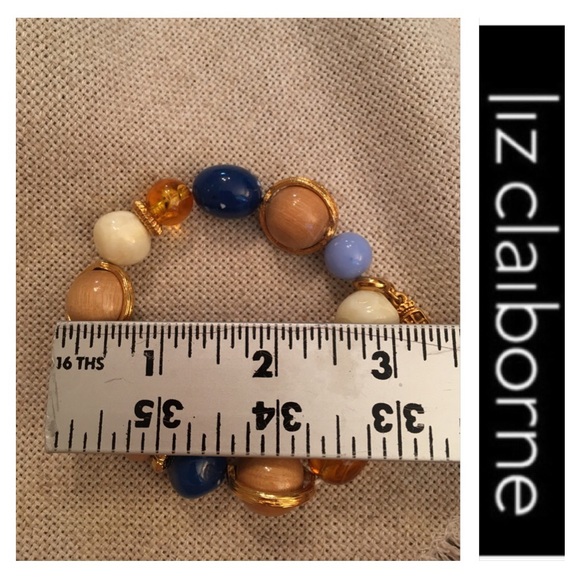 Vintage Liz Claiborne Stretch Bead Bracelet Wood - Picture 8 of 12